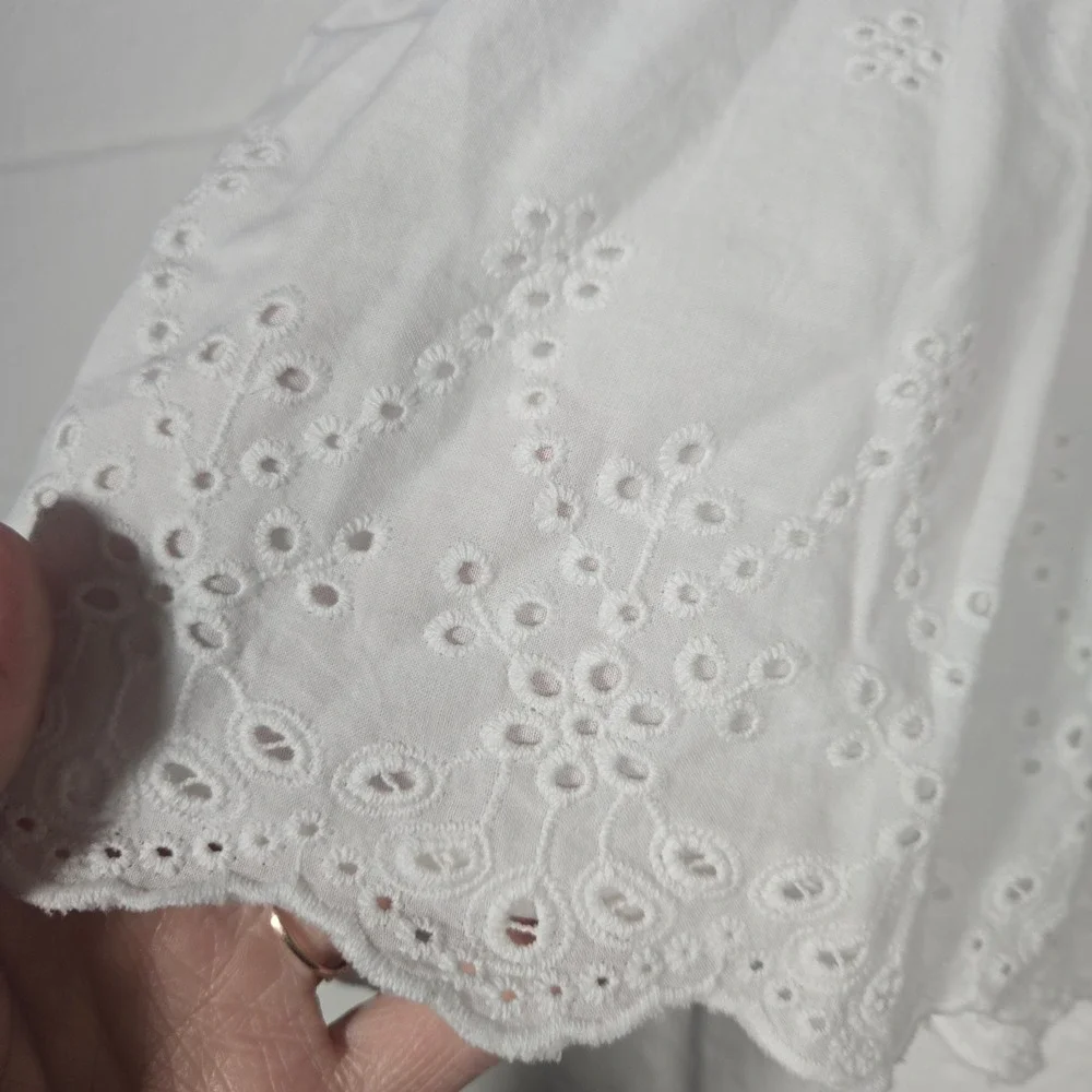 New OshKosh B'gosh Eyelet Overall Dress Cottage Cotton Girlie Boho Baby 18 Month